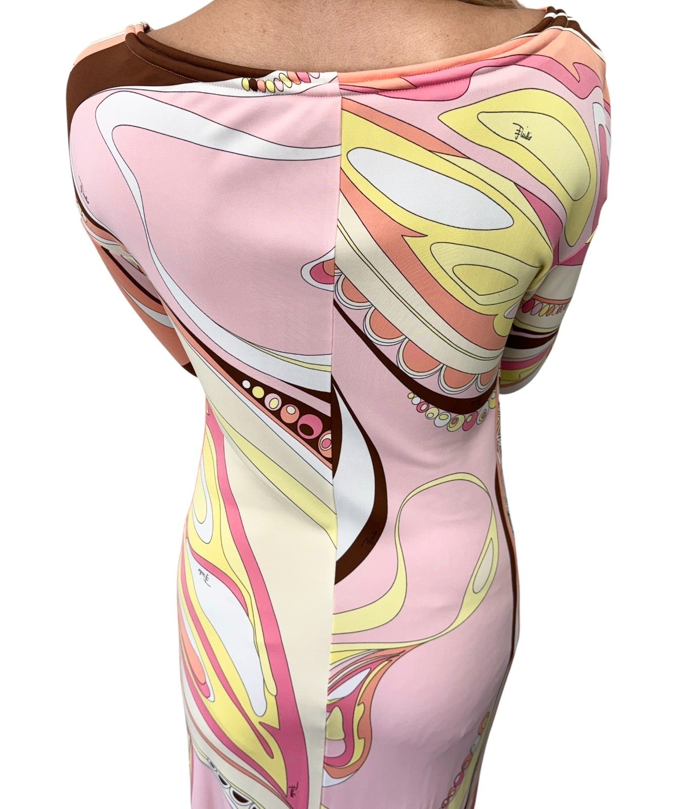 EMILIO PUCCI Vintage Multicolor Abstract Print Dress #38 Long Sleeve 902419