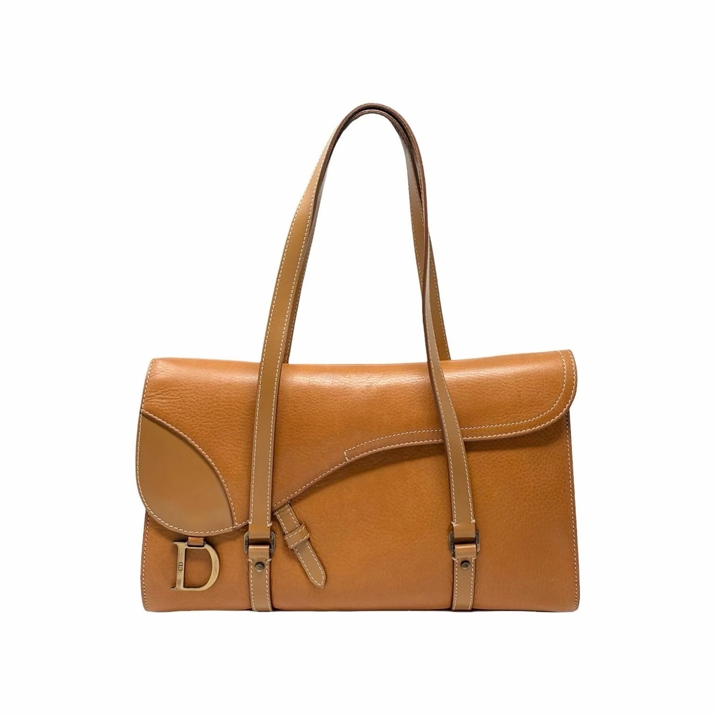 Christian Dior Vintage 2003 Saddle Shoulder Bag D Charm Brown Leather 902447