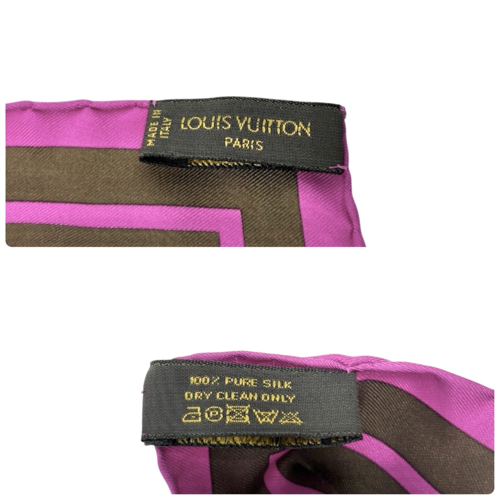 LOUIS VUITTON Vintage LV Logo Monogram Scarf Wrap Shawl Brown Pink Dot Silk