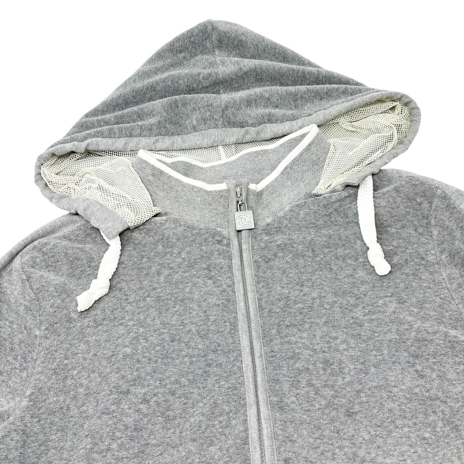 CHANEL Sport Vintage 09C CC Logo Zipped Hoodie #40 Jacket Terry Cloth Gray