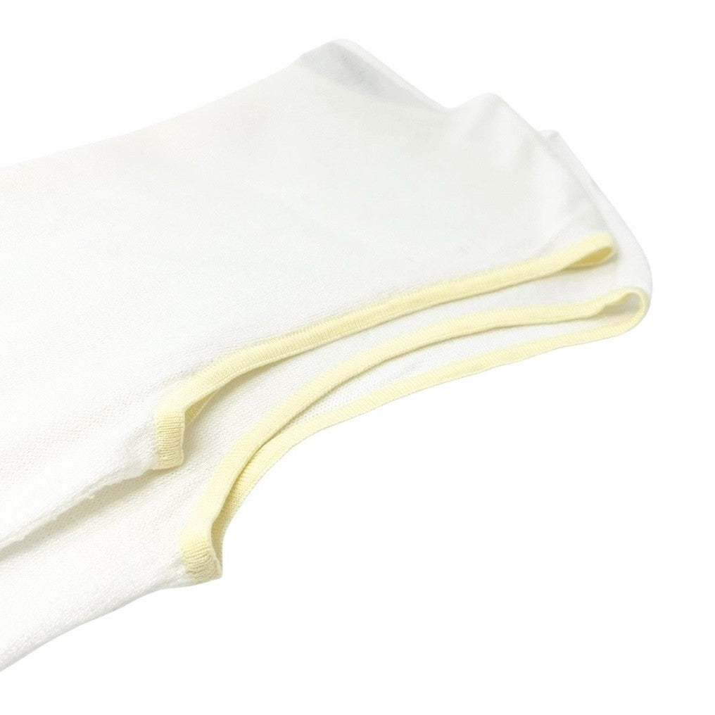 CHANEL Vintage 00S CC Logo Knit Tank Top #42 Sleeveless White Yellow Cotton