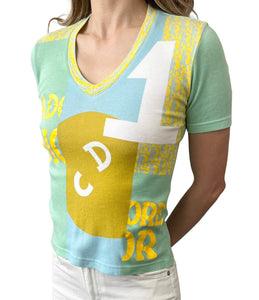Christian Dior Vintage 2005 J'ADORE Logo T-shirt Top #36 Cotton Multicolor