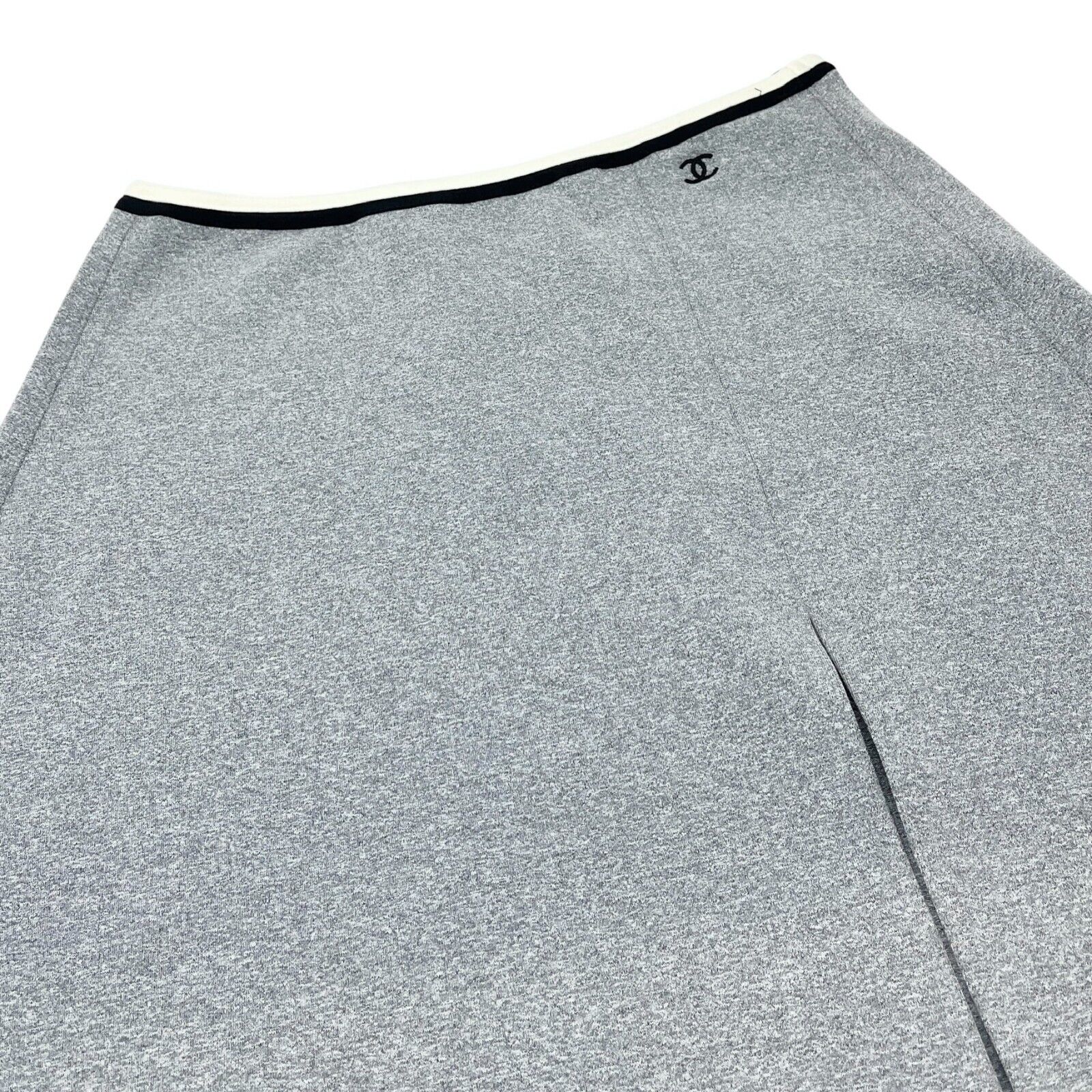 CHANEL Vintage 98P CC Logo Camisole Skirt Set #38 Separate Gray White Nylon