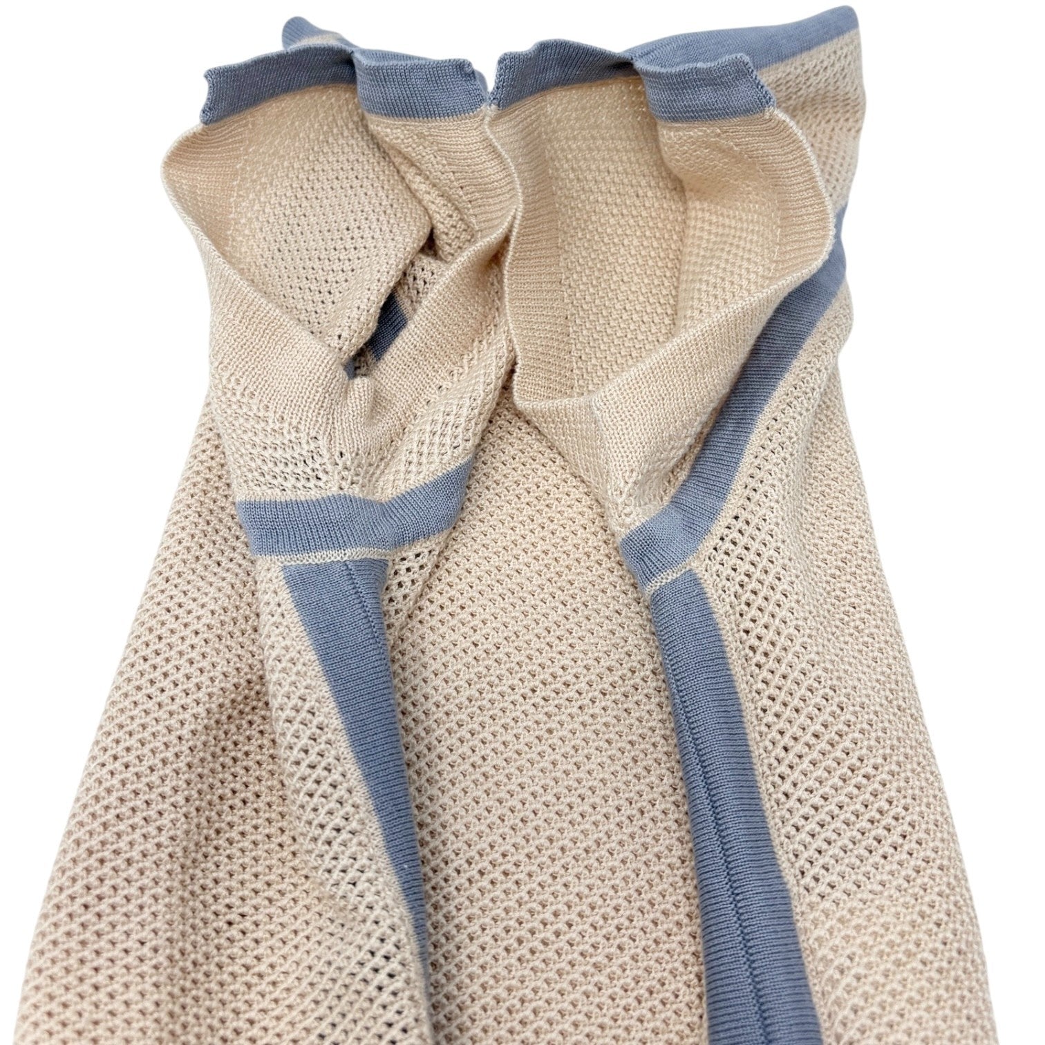 CHANEL Vintage 03P CC Logo See-through Mesh T-shirt #38 Pink Blue Cotton