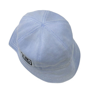 CHANEL Sport 03A Vintage CC Mark Logo Bucket Hat #M Light Blue Cotton RankAB