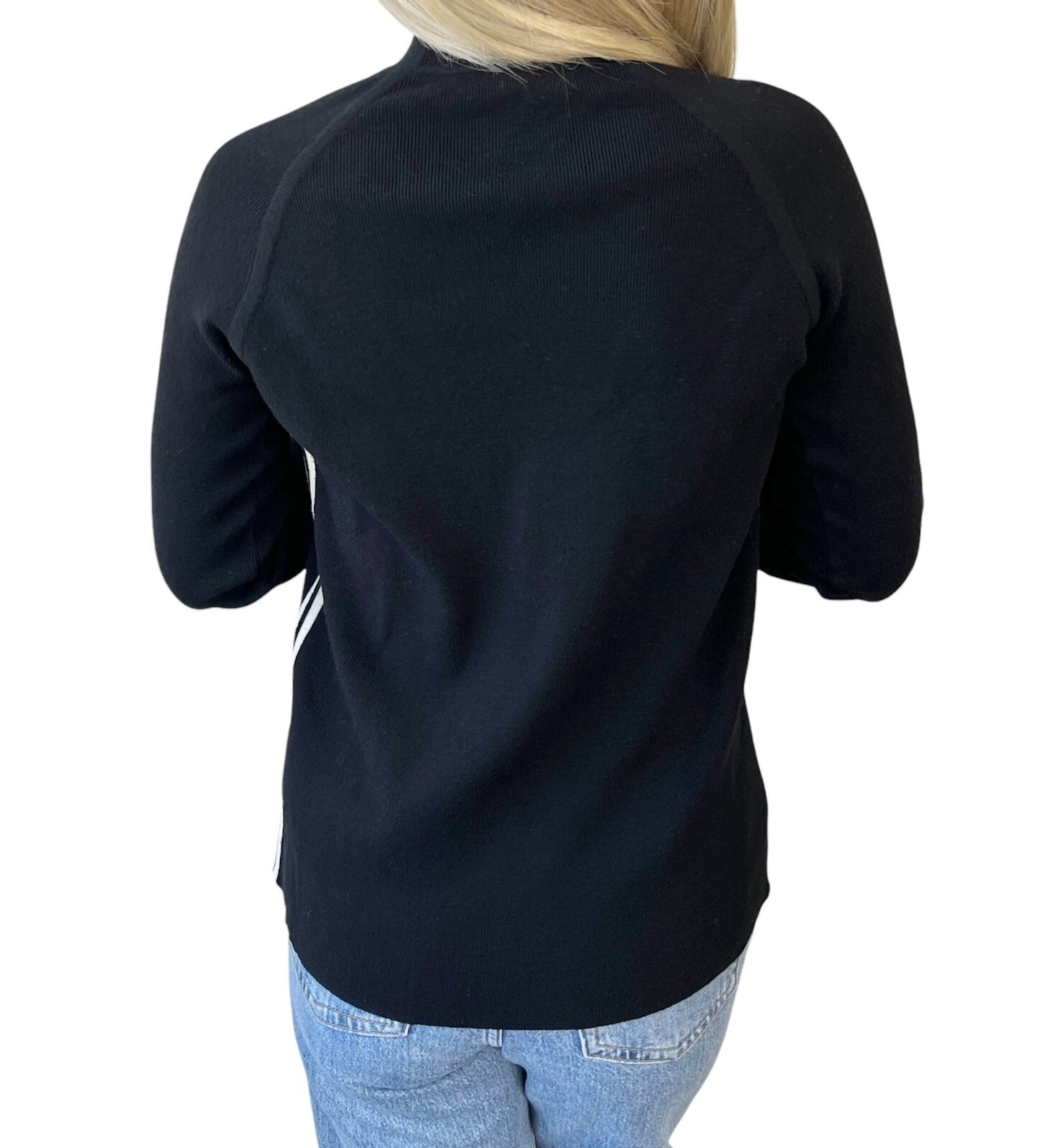 CHANEL Sport Vintage 04A CC Logo Knit Sweater Top #38 Mock Neck Black Wool