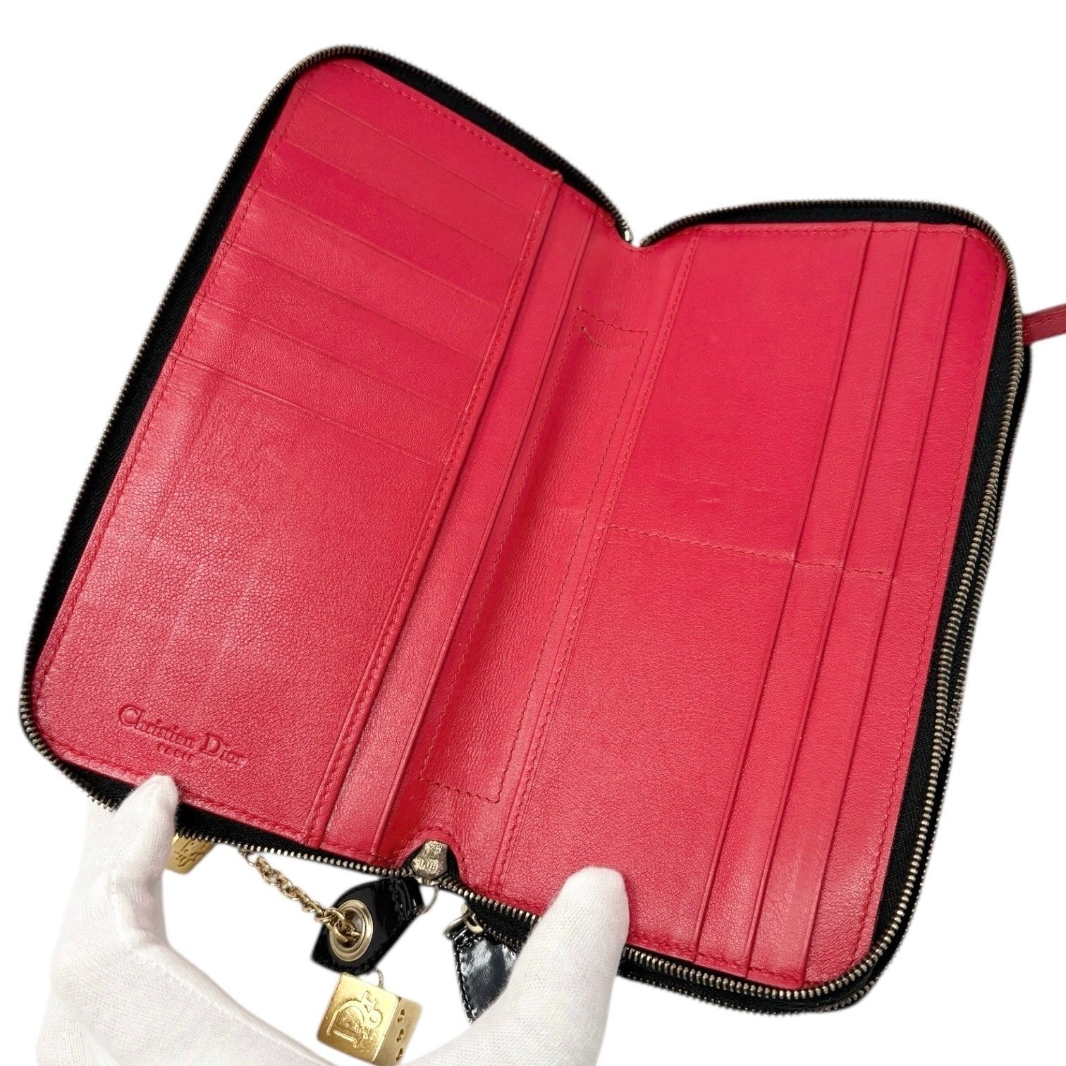 Christian Dior Vintage 2001 Logo Leopard Print Pony Hair Wallet Dice Charm