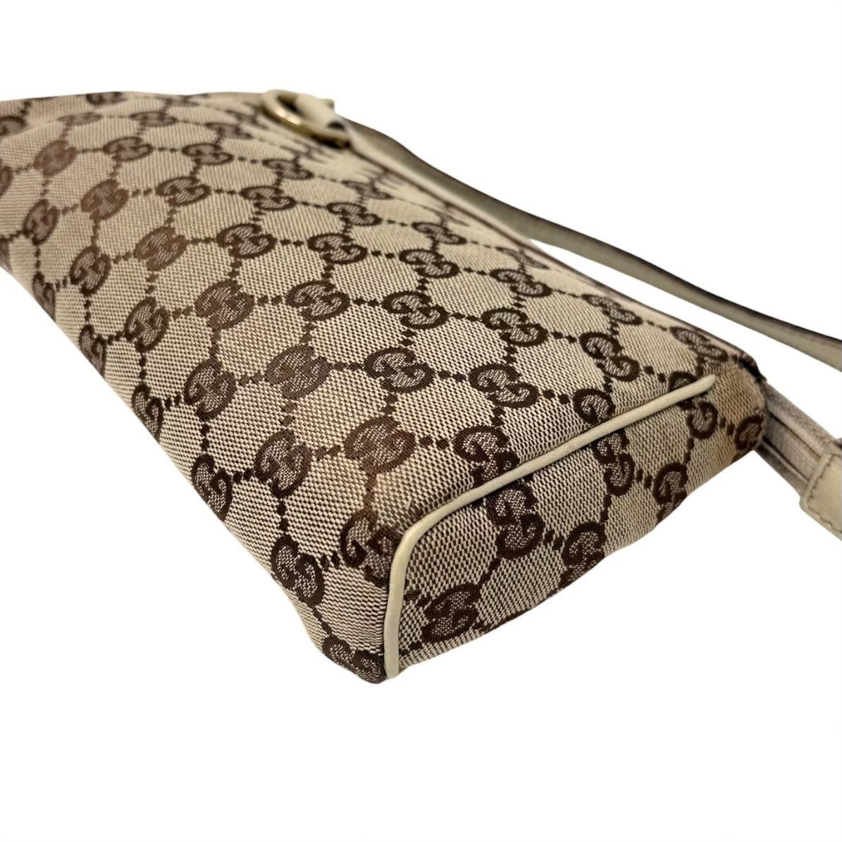 GUCCI Vintage GG Monogram Abbey Mini Shoulder Bag White Brown Canvas 901868