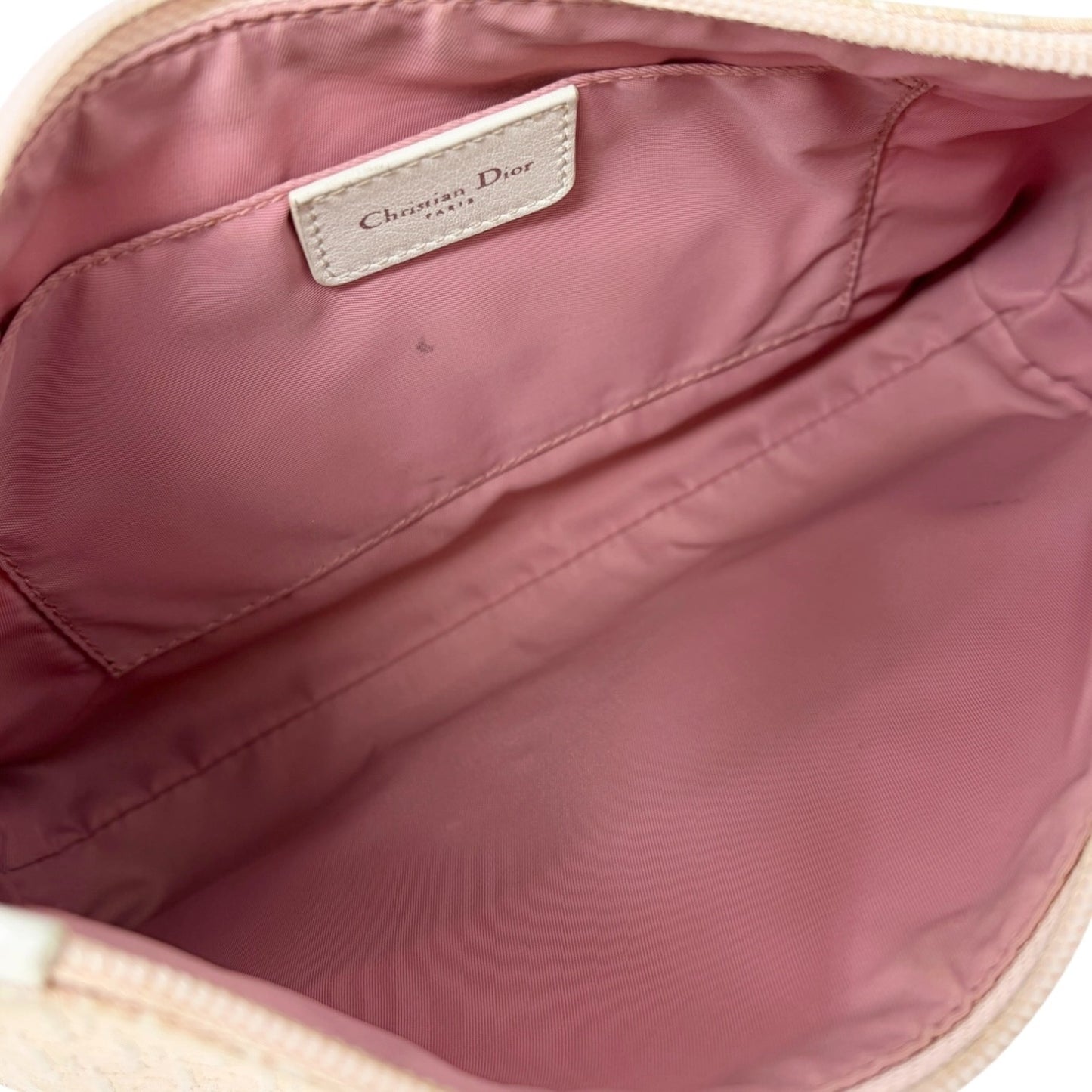 Christian Dior Vintage Trotter Monogram Logo Shoulder Bag Pink Canvas 901819