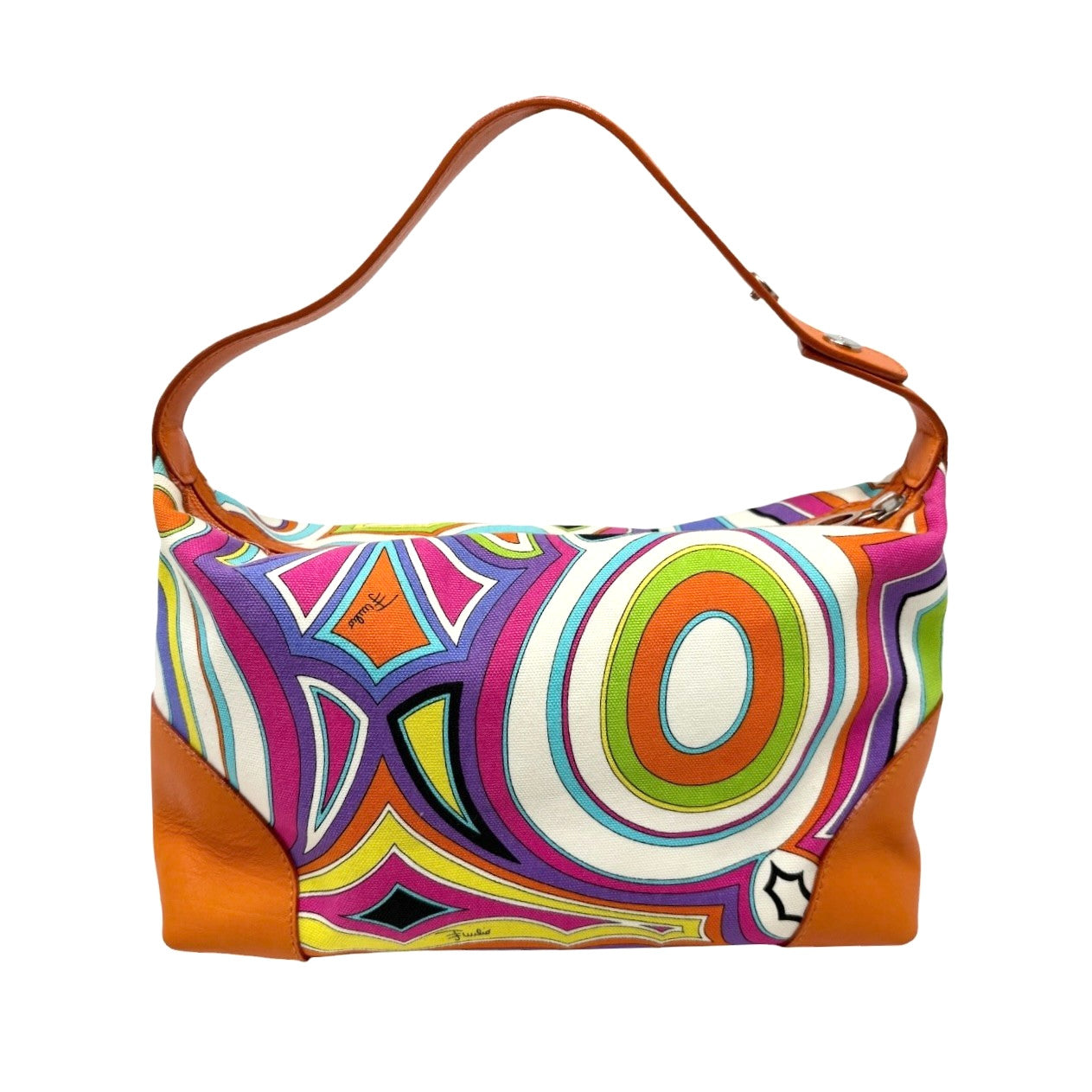 EMILIO PUCCI Vintage Logo Geometric Print Bag Orange Multicolor 901875