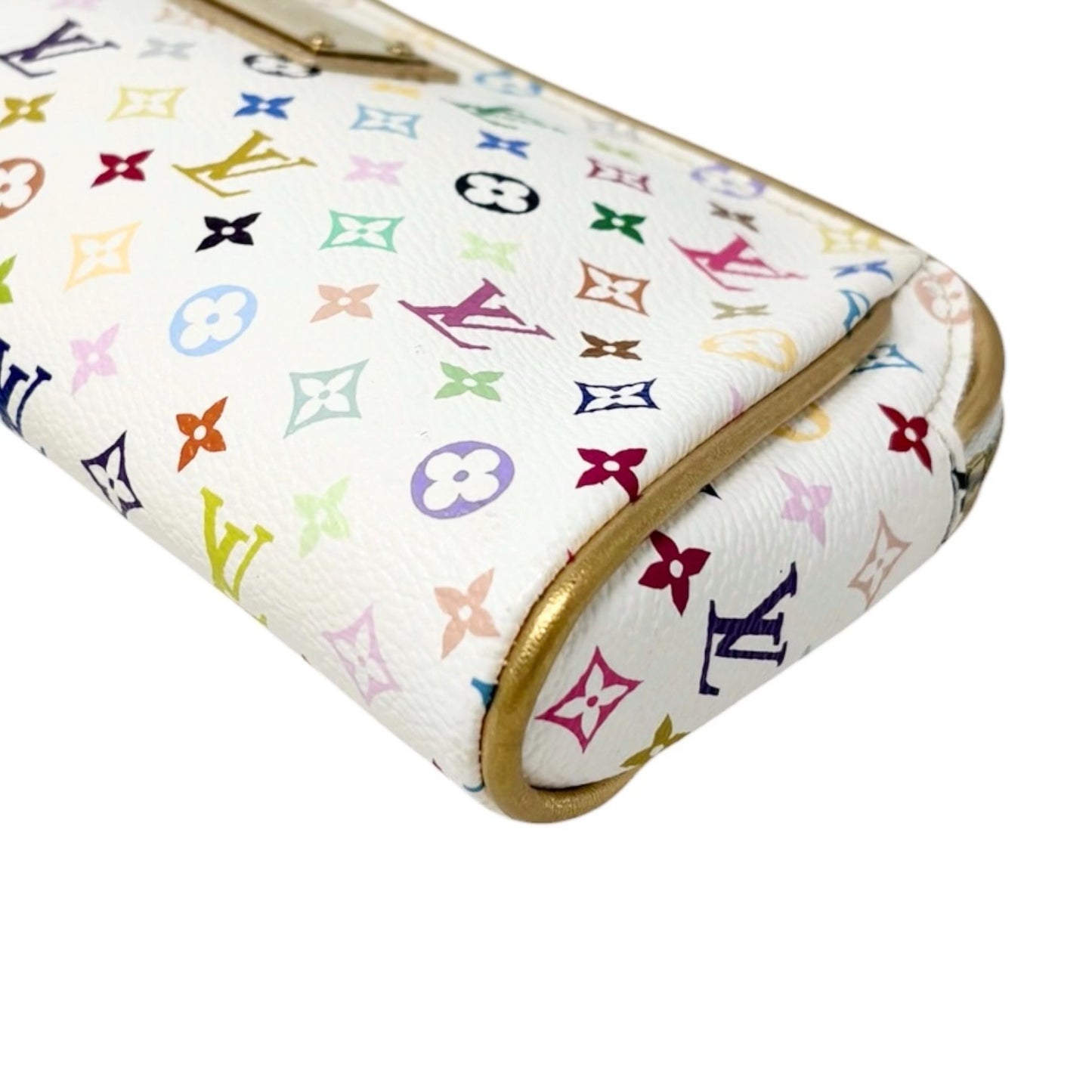 LOUIS VUITTON Vintage Monogram Multicolor Mini Pouch Bag Leather White 902414