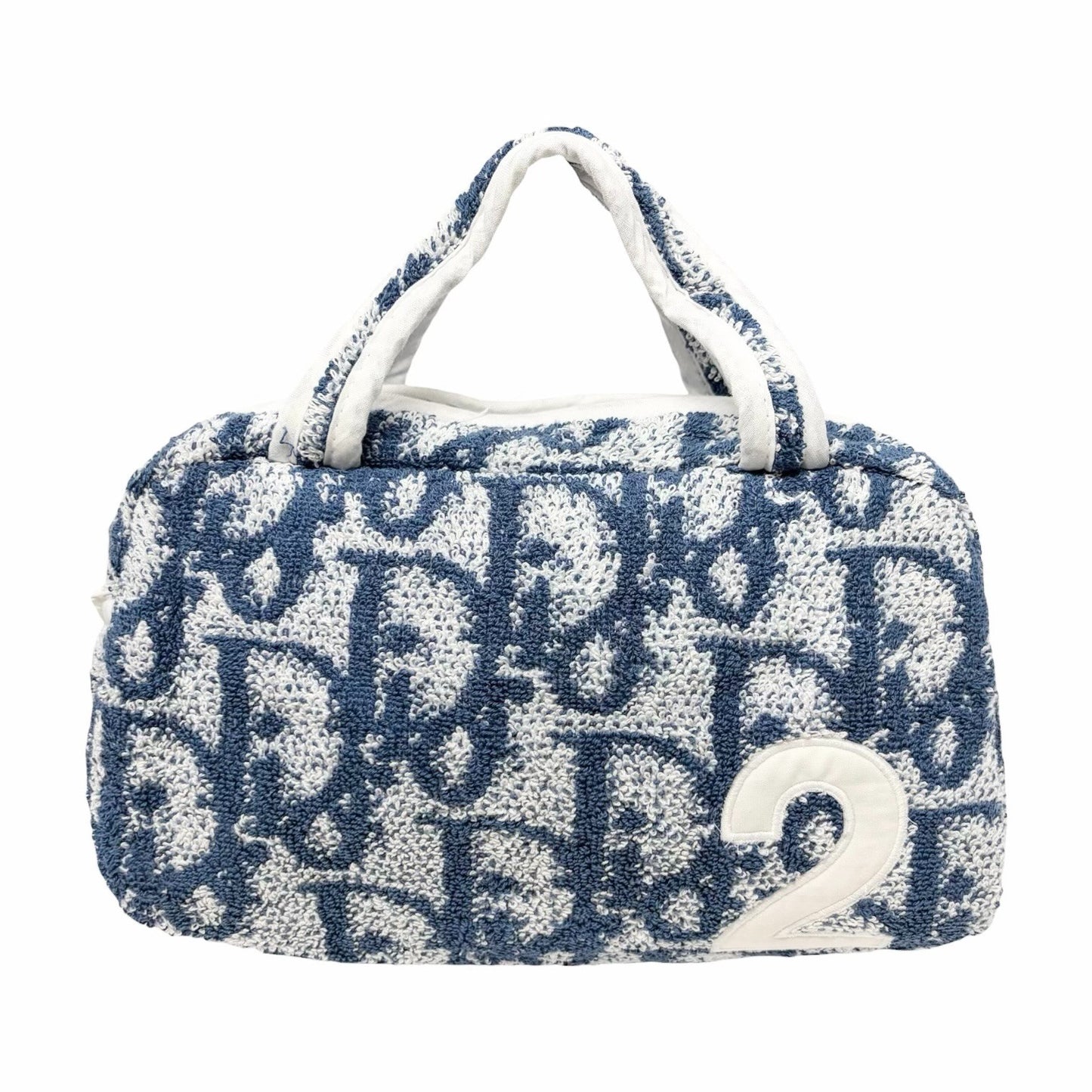 Christian Dior Vintage Trotter Monogram Terry Cloth Mini Bag Blue White 902100