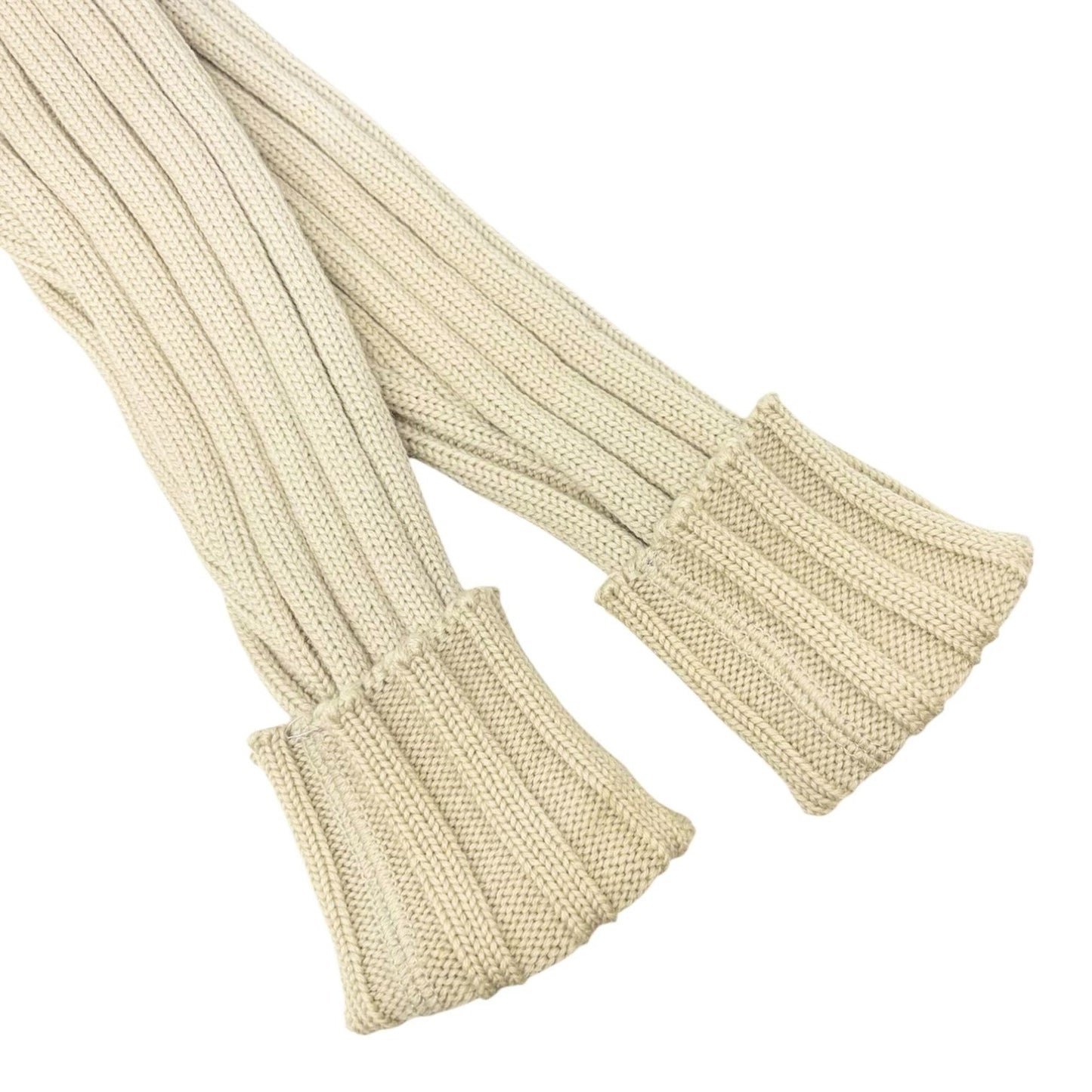 CHANEL Vintage 01A CC Logo Rib Knit Turtleneck Sweater Top #42 Beige 902074