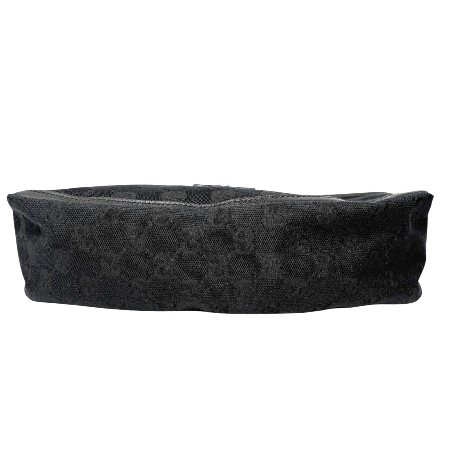 GUCCI Vintage GG Monogram Abbey Canvas Shoulder Bag Dark Blue Black Gold