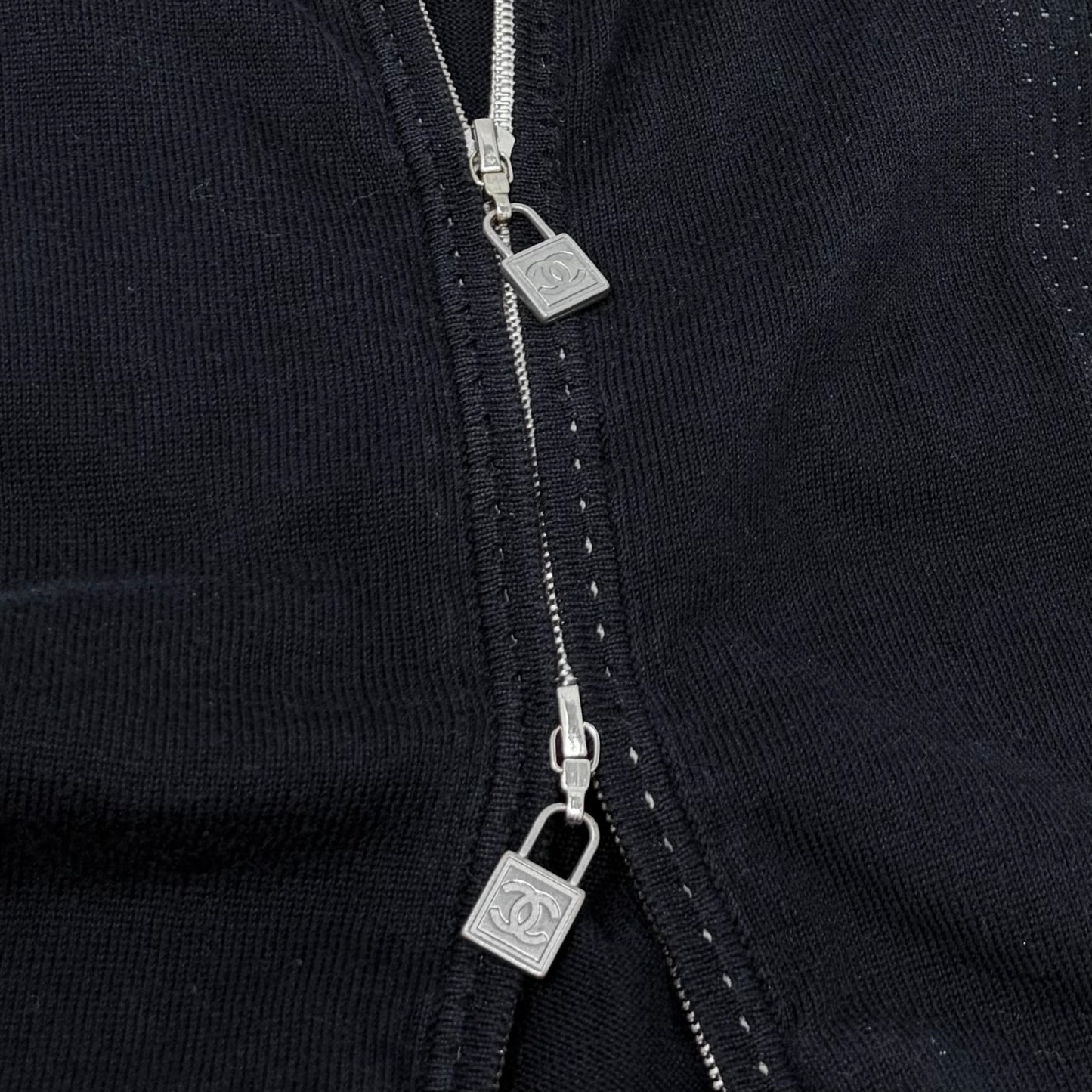 CHANEL Sport Vintage 07C CC Logo Zip Hoodie Jacket Top #36 Blue White 902073