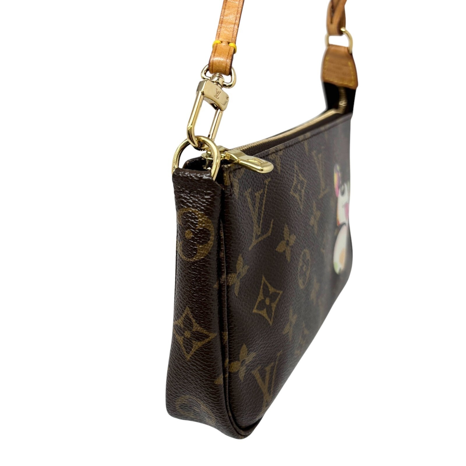 LOUIS VUITTON Vintage 2004 Monogram Shoulder Bag Pochette Brown Takashi Murakami