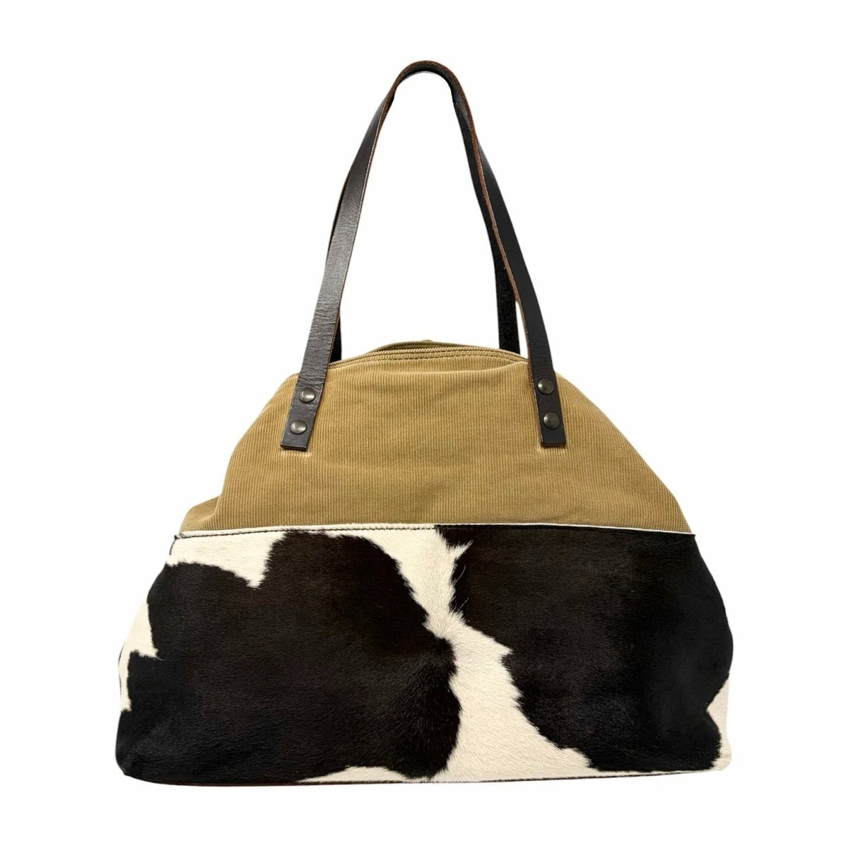 miu miu Vintage Pony Calf Hair Shoulder Bag Brown Beige White Corduroy 902372
