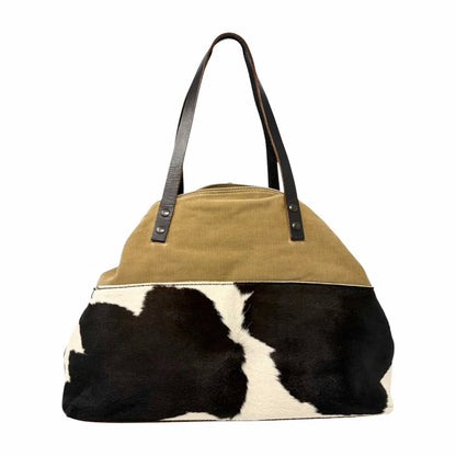 miu miu Vintage Pony Calf Hair Shoulder Bag Brown Beige White Corduroy 902372