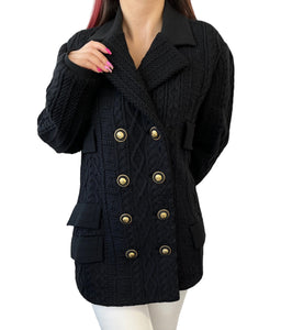 GIANNI VERSACE Vintage Medusa Logo Button Knit Jacket #44 Black Gold Rank AB+