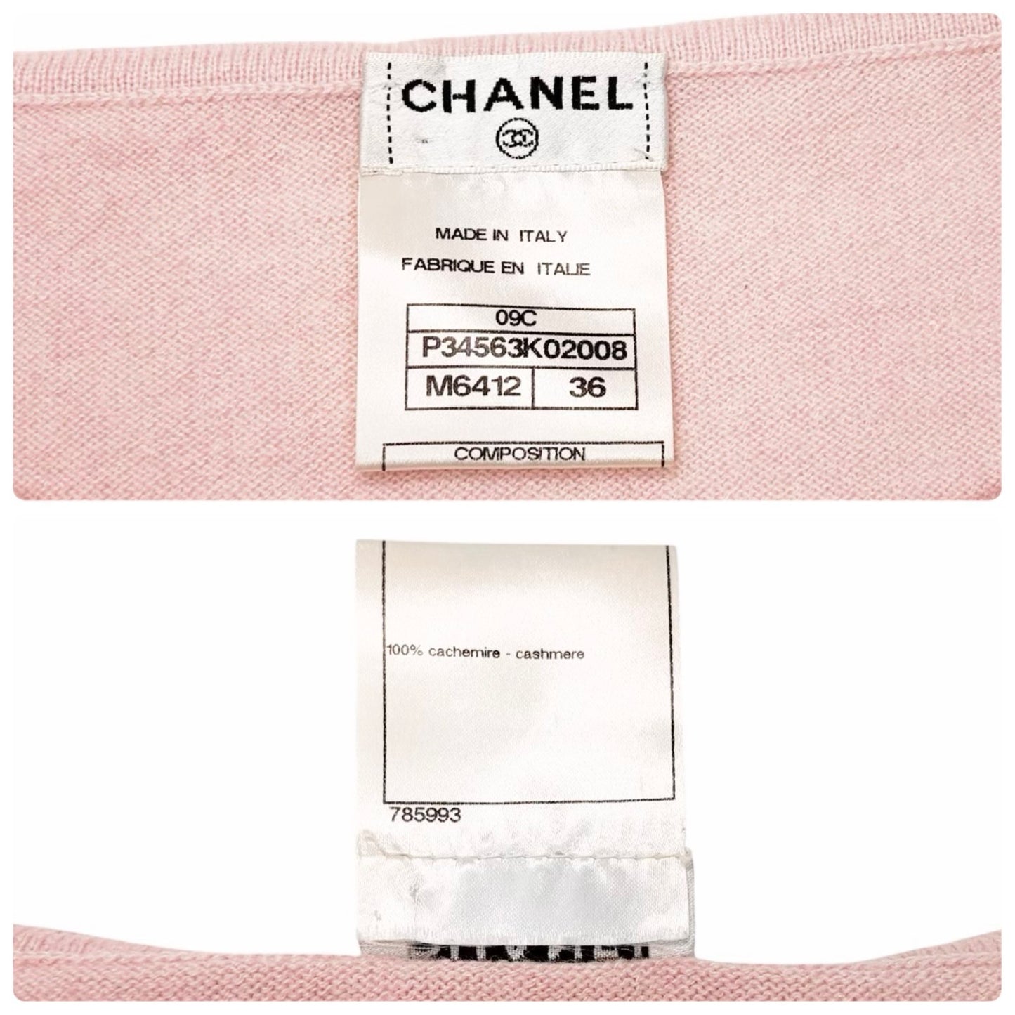 CHANEL Vintage 09C CC Heart Motif Cashmere Knit Tank Top #36 Pink 901824