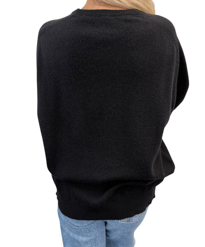 CHANEL Vintage 94A CC Logo Cashmere Pocket Knit Sweater Top Black 902809