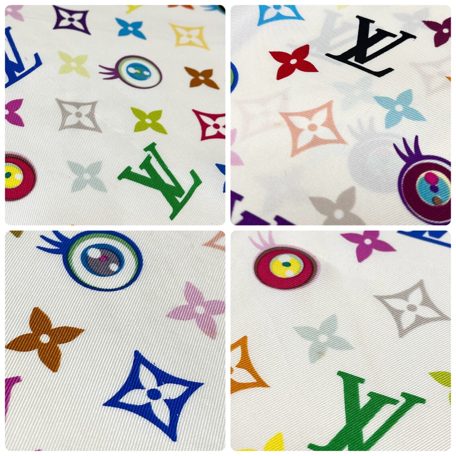 LOUIS VUITTON Vintage LV Multicolor Monogram Logo Scarf Wrap Shawl Craem