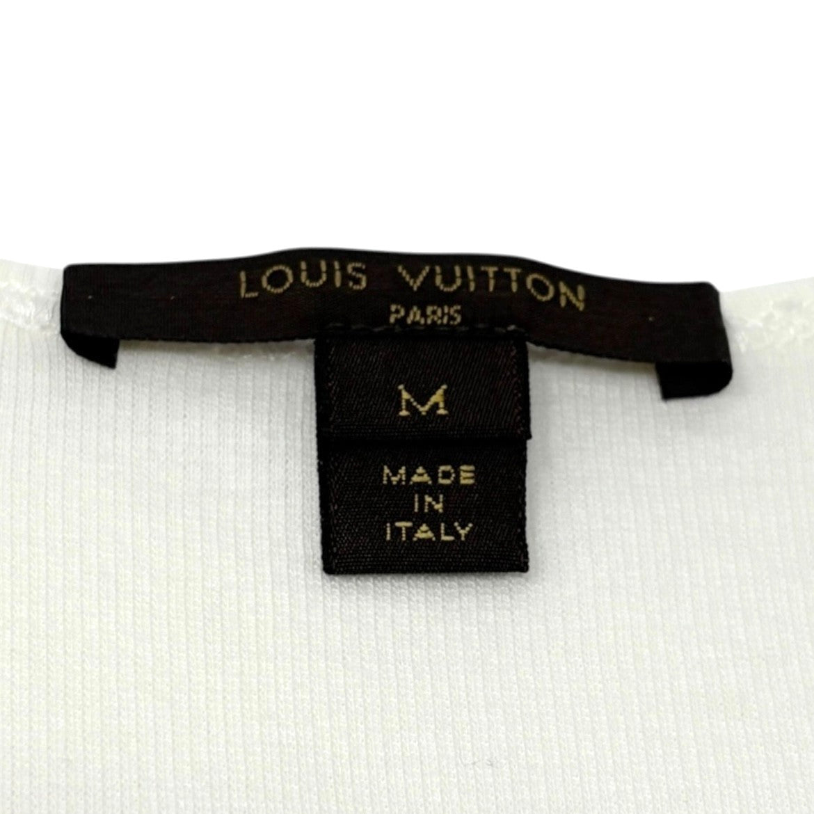 LOUIS VUITTON Vintage LV Logo Tank Top #M Beads Cream White Cotton Elastane