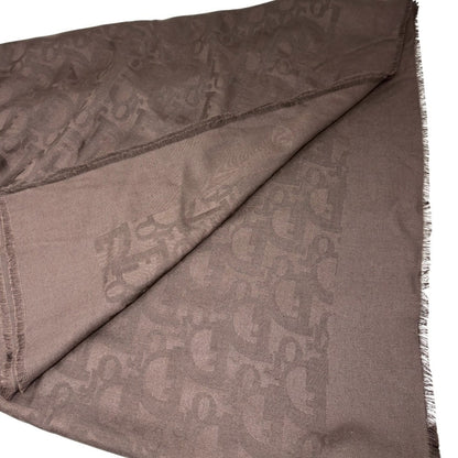 Christian Dior Vintage Logo Trotter Monogram Silk Scarf Shawl Brown 902472