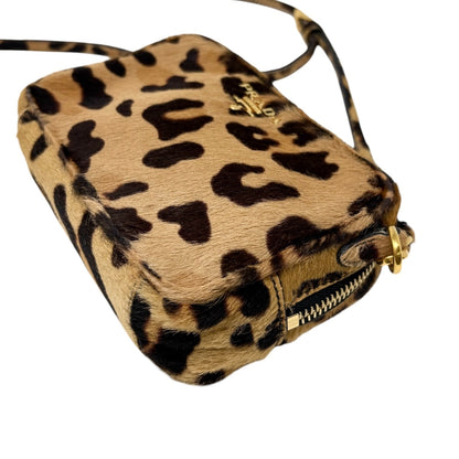 PRADA Vintage Leopard Mini Shoulder Bag Pouch Brown Pony Calf Hair 902269
