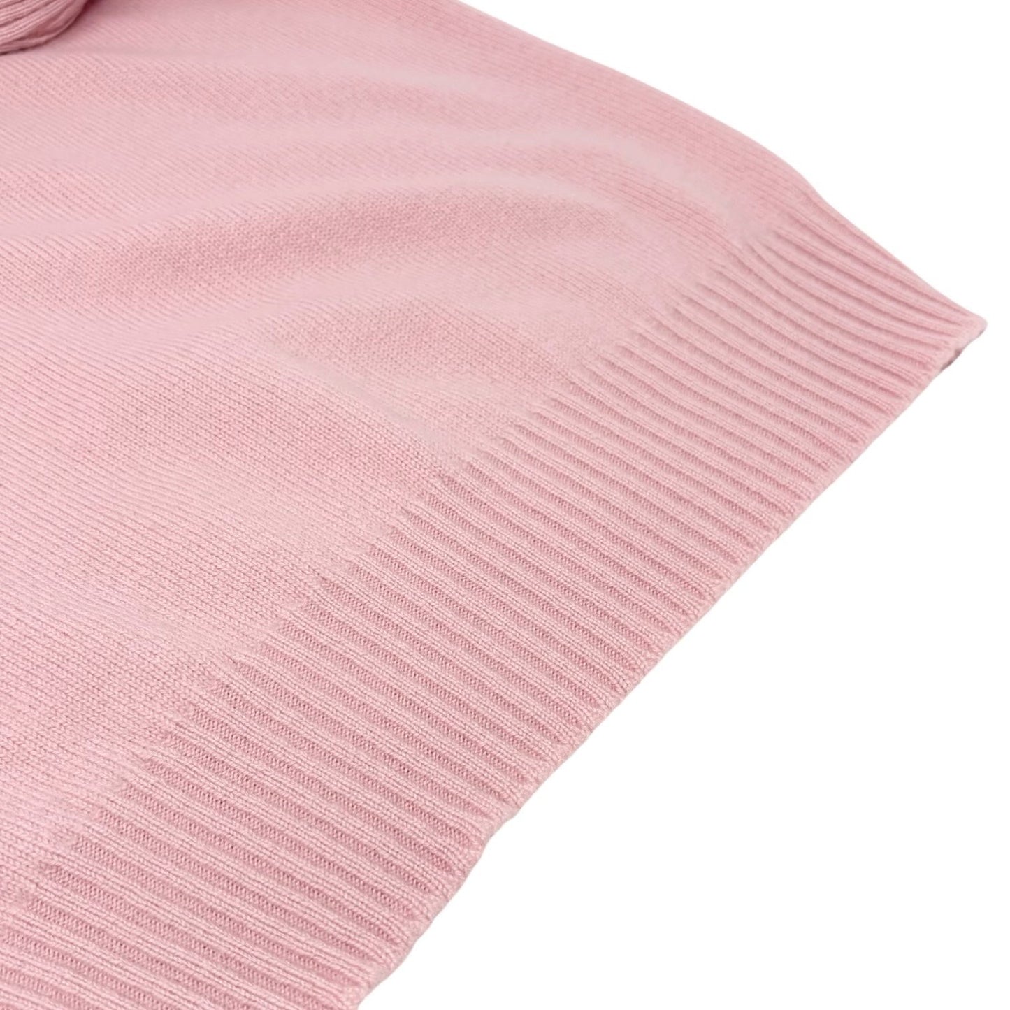 CHANEL Vintage CC Logo Turnlock Cashmere Ribbed Sweater Top #36 Pink 902225