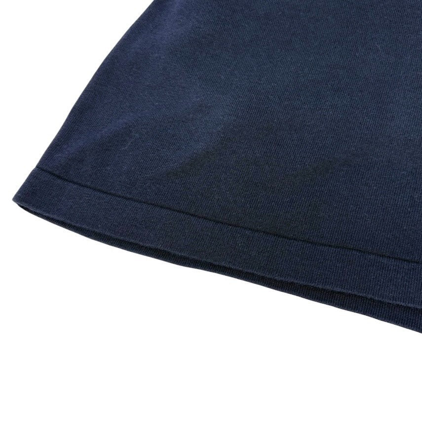 CHANEL Vintage CC Mark Logo Knit Top T-shirt Short Sleeve #38 Dark Blue Cotton