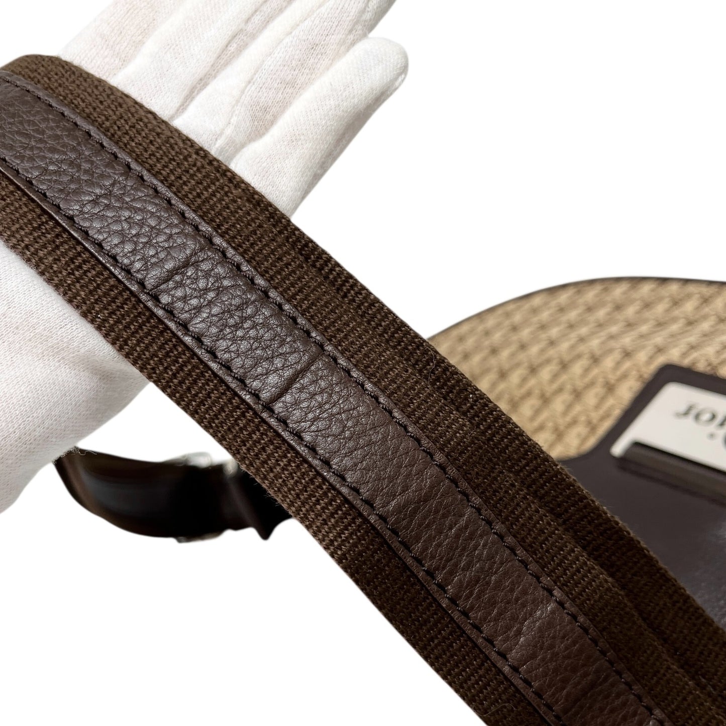 Christian Dior Vintage Trotter Monogram Crossbody Shoulder Bag Beige Canvas