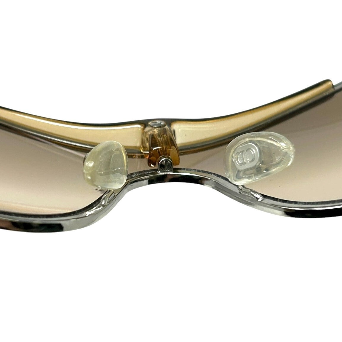 Christian Dior Vintage Logo Sunglass Shades Beige Silver Plastic Accessory