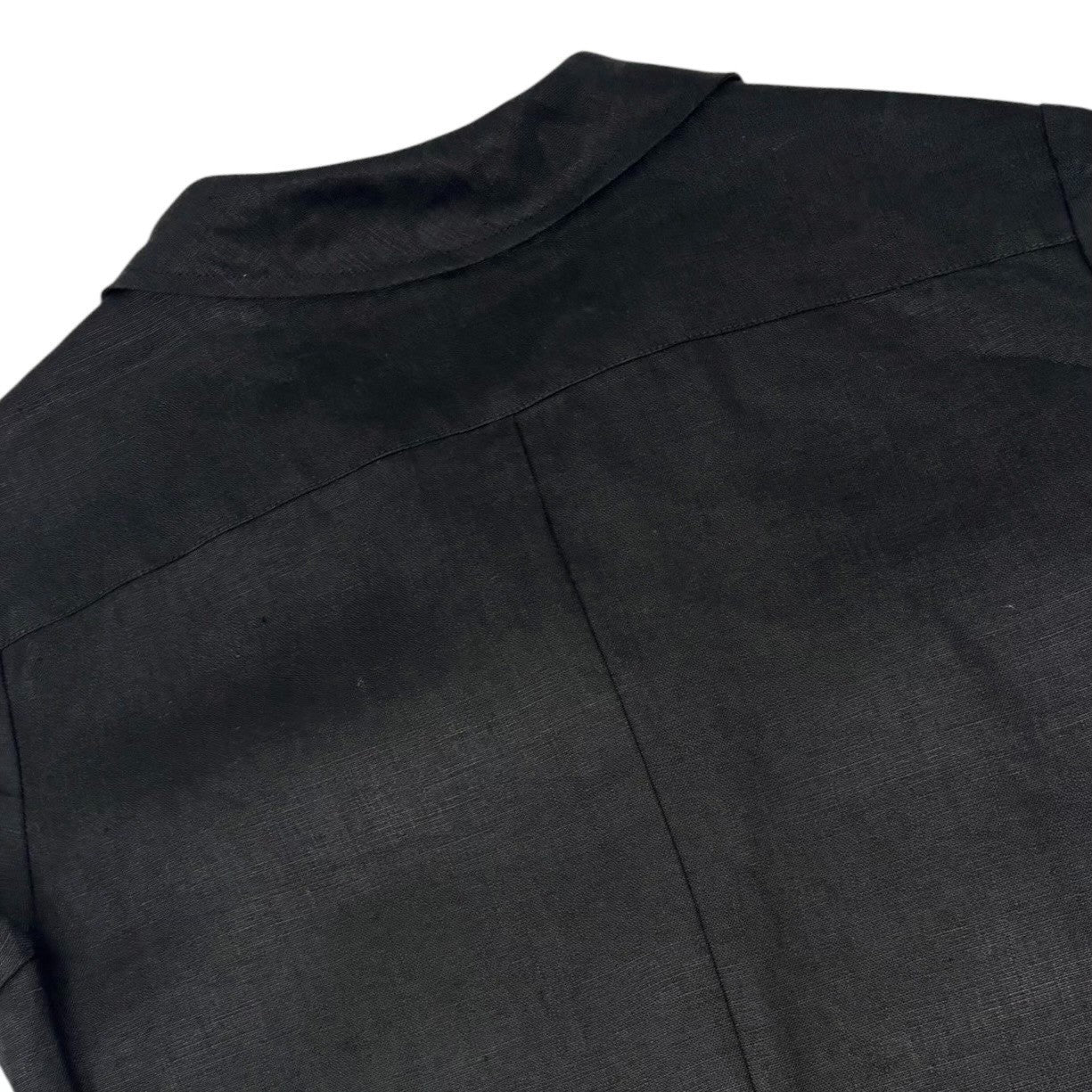 CHANEL Vintage 97P CC Logo Button Linen Shirt Dress One-piece #36 Black 902560