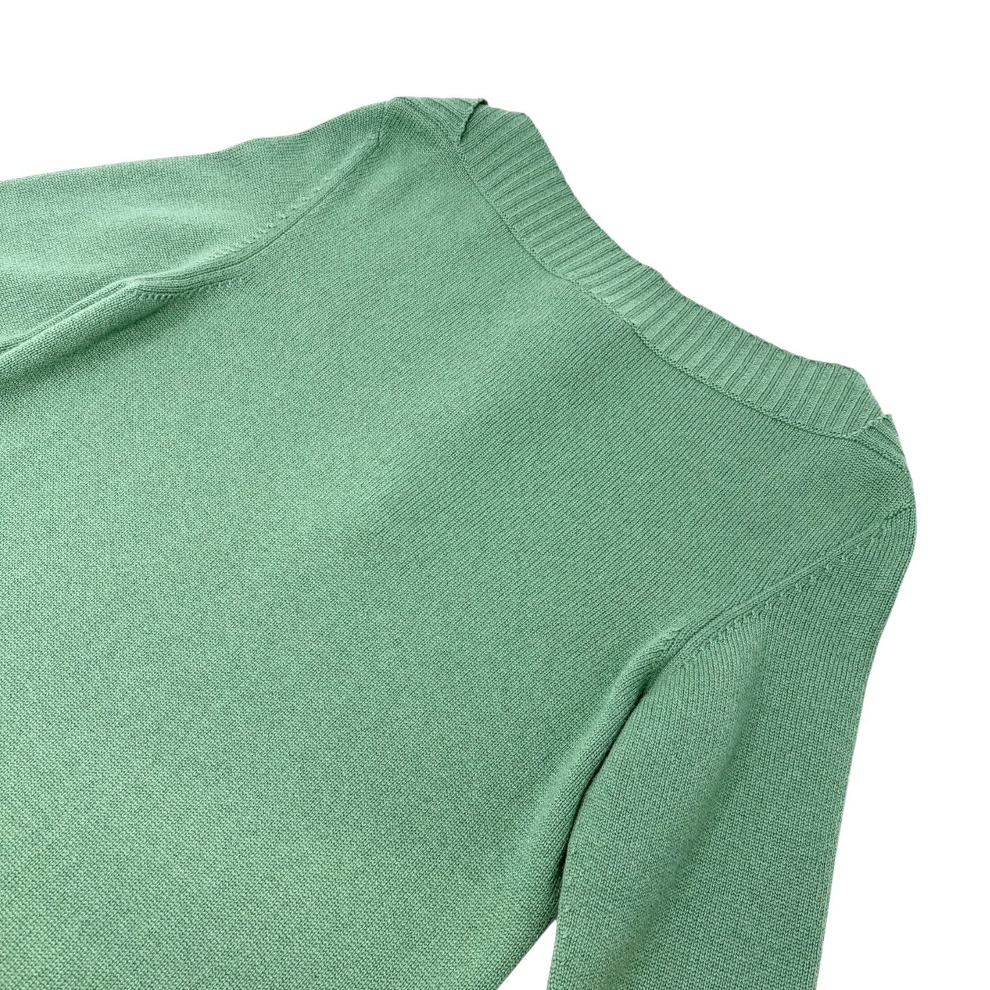 CHANEL Vintage P44445 CC Logo Turnlock Cashmere Knit Sweater Dress #38 Green