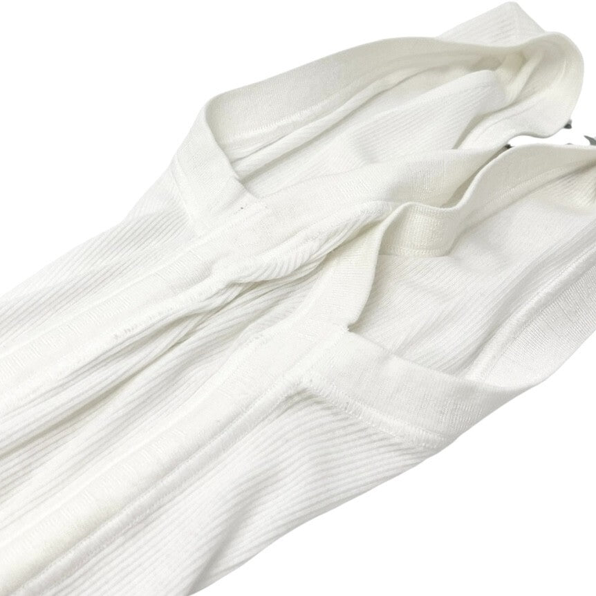 CHANEL Sport Vintage 06P CC Mark Logo Rib Tank Top #38 White Cotton Rayon