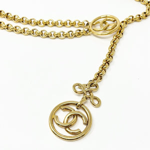 CHANEL Vintage 93P CC Logo Chain Belt Accessory Gold Metal Charm Rank AB