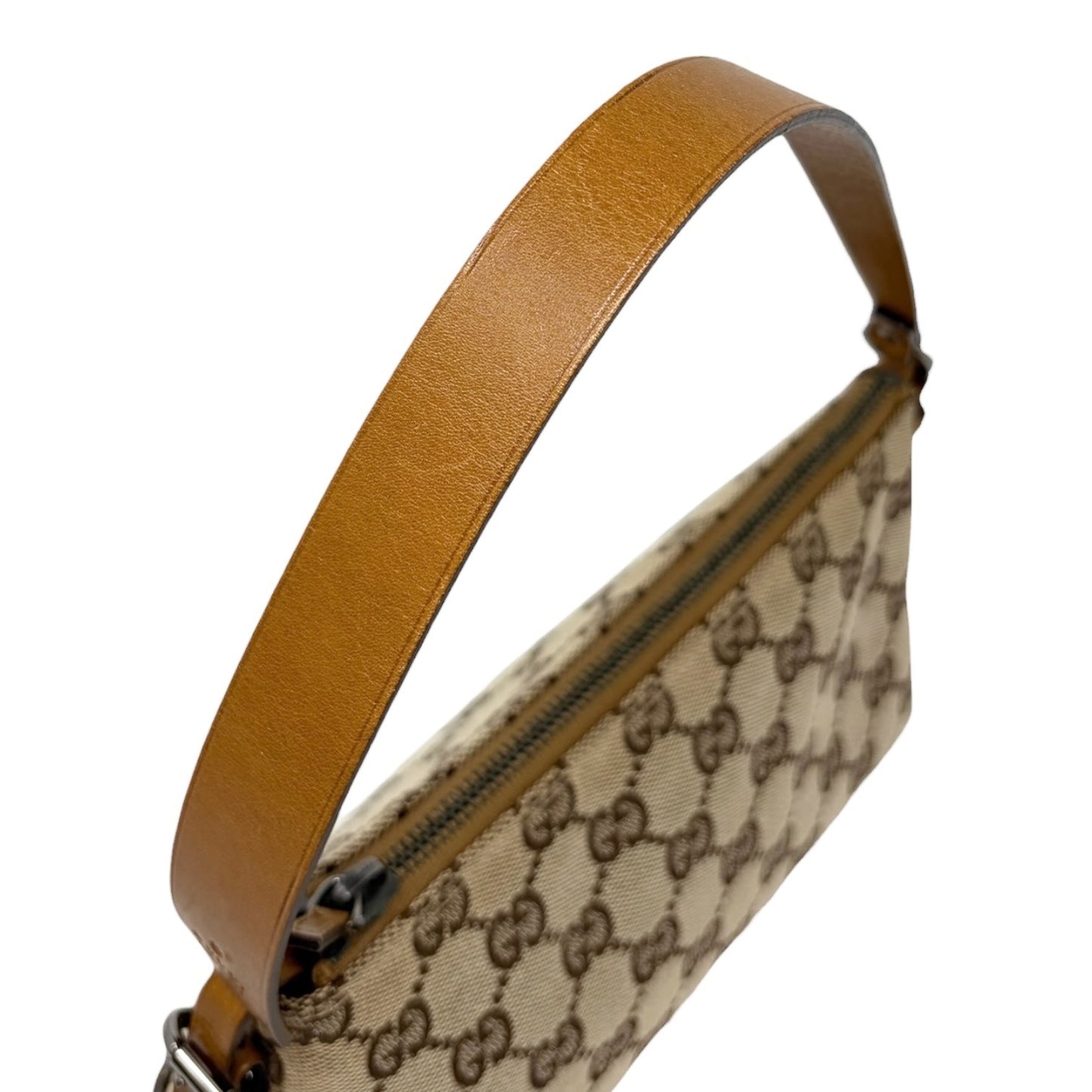 GUCCI Vintage GG Monogram Logo Mini Shoulder Bag Beige Brown Canvas 902295