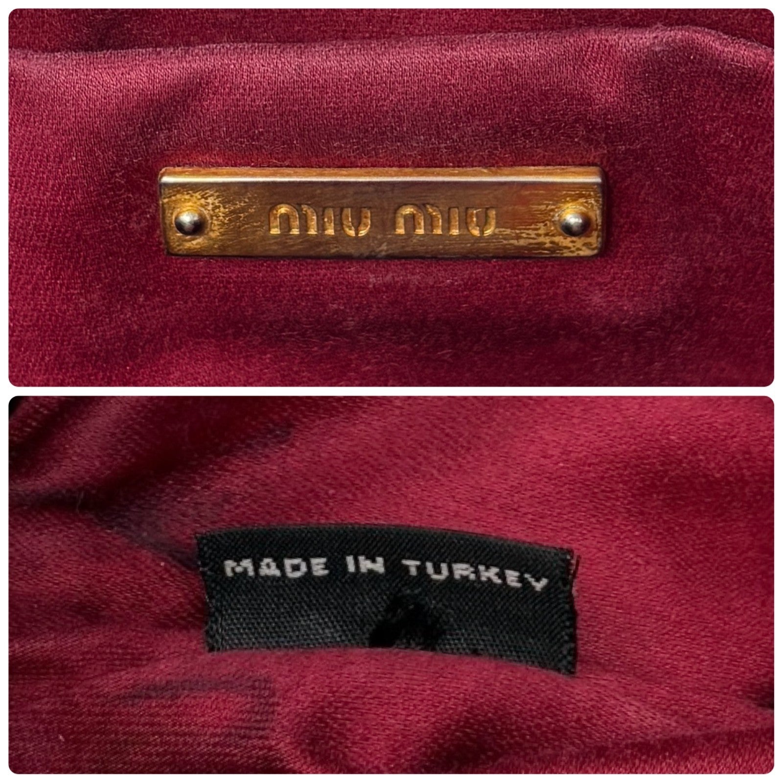 Miu Miu Vintage Logo Gather Clutch Bag Handbag Matelasse Gold Black Leather