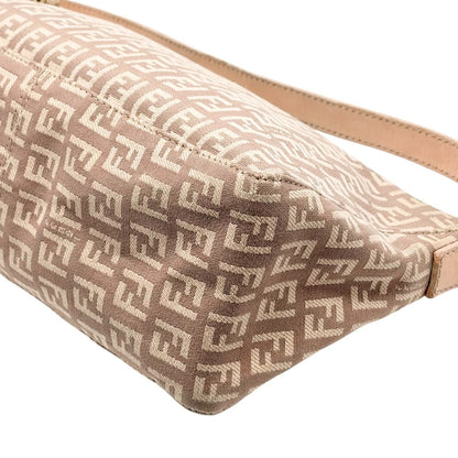 FENDI Vintage Logo Zucchino Monogram Shoulder Bag Pochette Beige Pink 902037
