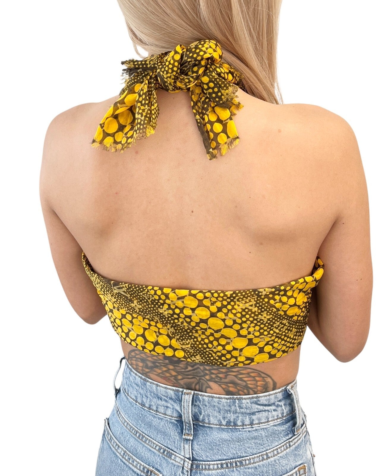 LOUIS VUITTON Vintage LV Logo Monogram Scarf Wrap Shawl Accessory Yellow Dot
