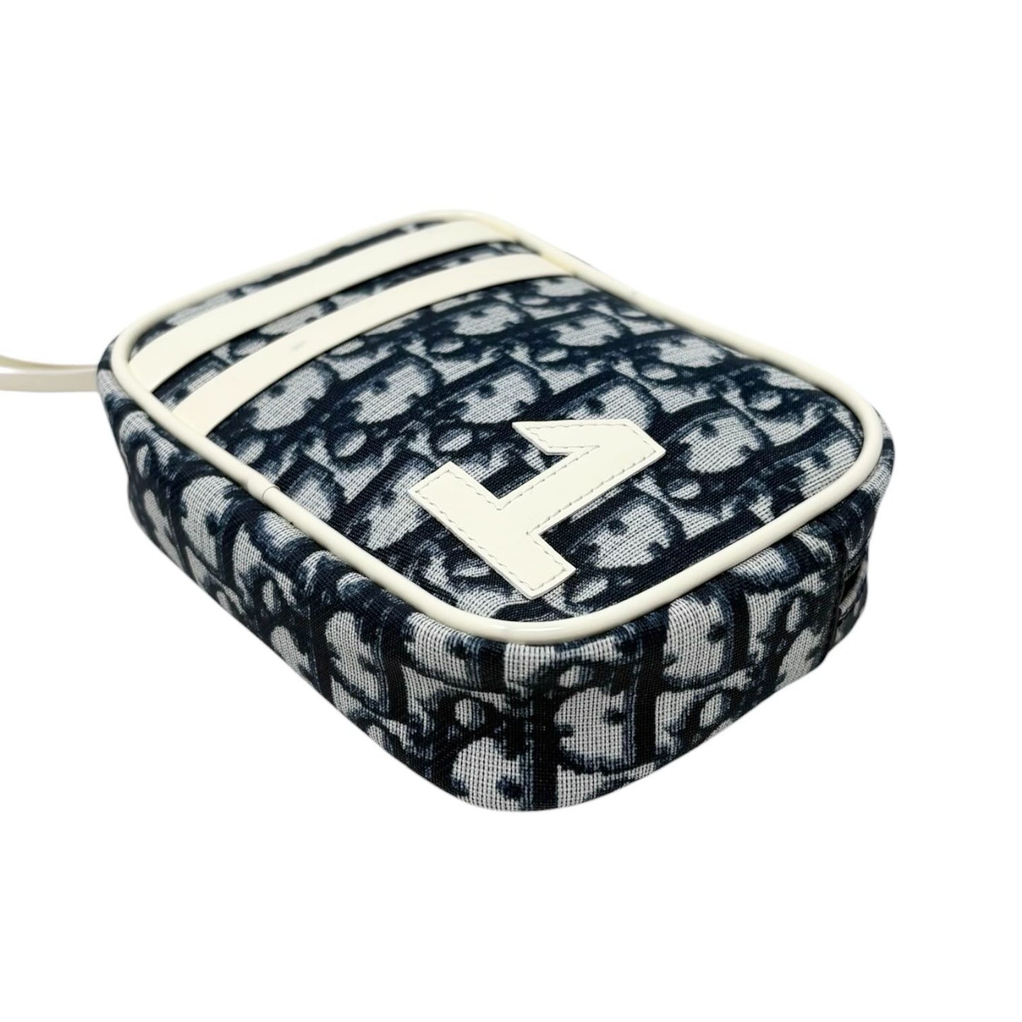 Christian Dior Vintage 2003 Trotter Monogram No.1 Zip Pouch Blue White PVC