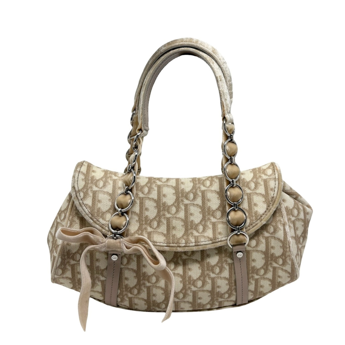 Christian Dior Vintage 2005 Trotter Monogram Romantique Bag Beige PVC 902345