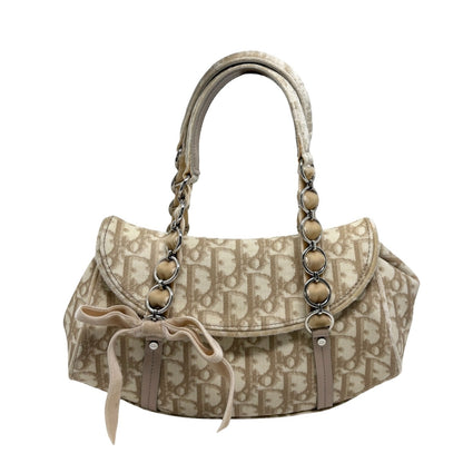 Christian Dior Vintage 2005 Trotter Monogram Romantique Bag Beige PVC 902345