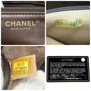 CHANEL Vintage 2006 CC Logo Mouton Crossbody Bag Shoulder Bag Greige Leather