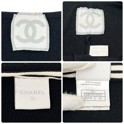 CHANEL Sport Vintage 04A CC Logo Knit Tank Top Shorts Set #42 Black Rank AB+