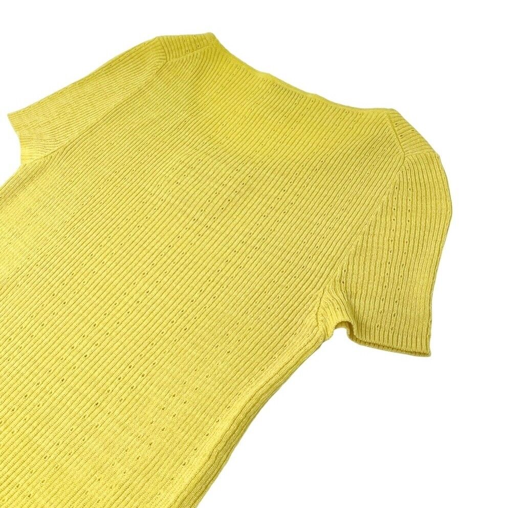 CHANEL 09P Vintage CC Logo Summer Knit Top #34 Yellow Cotton Rank AB+