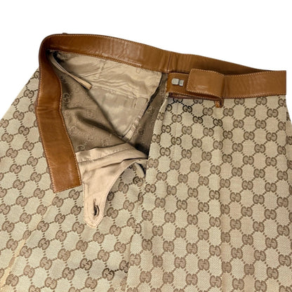 GUCCI Vintage GG Logo Jacquard Canvas Belted Tapered Cropped Pants #38 Beige