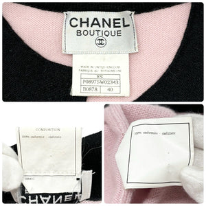 CHANEL Vintage 97C CC Logo Knit Cardigan Top #40 Pink Button Cashmere Rank AB