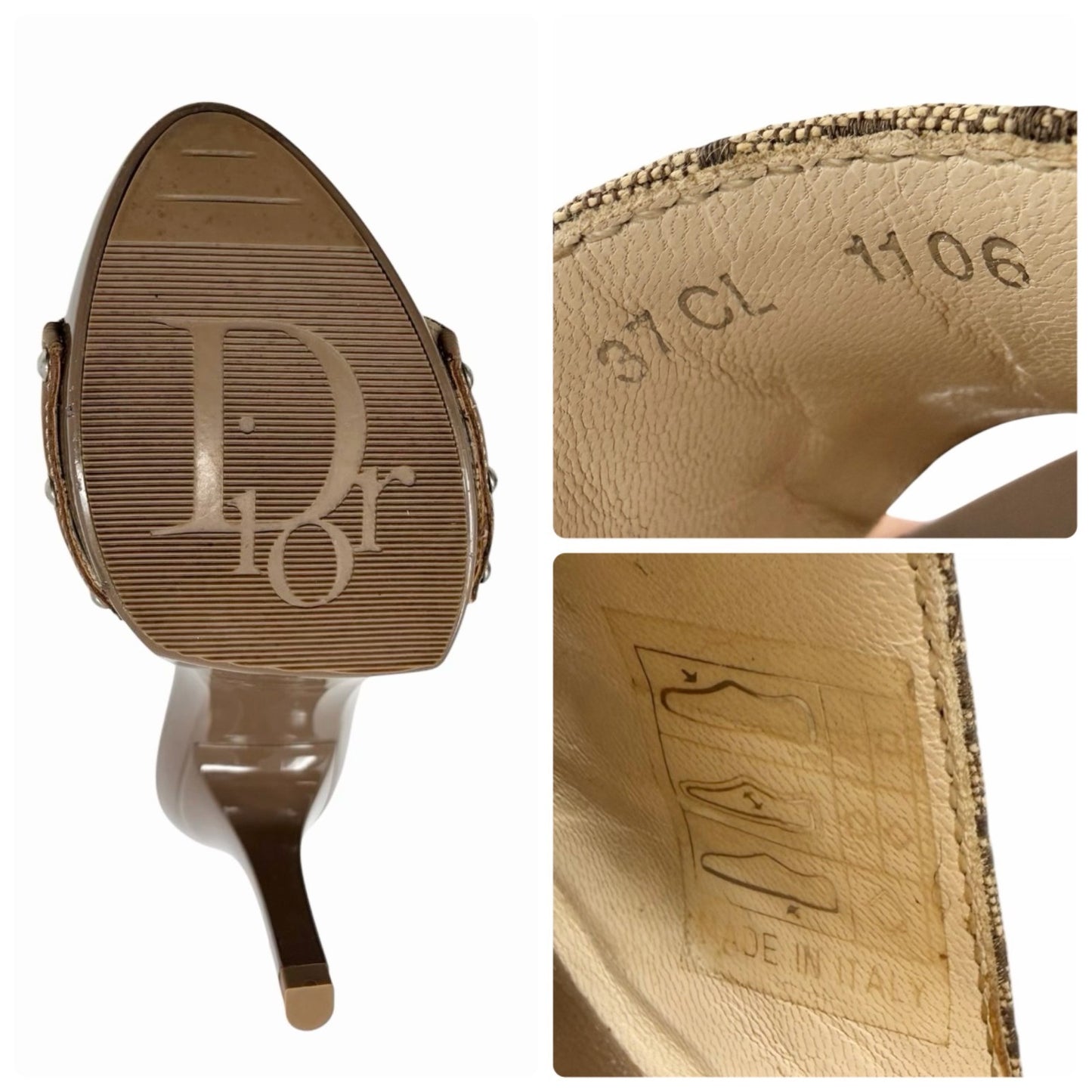 Christian Dior Vintage Trotter Monogram Sandals Heels #36